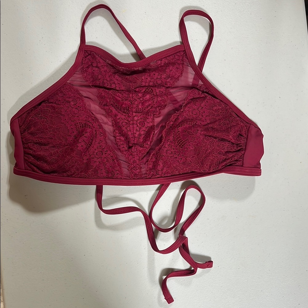 Women's Lace Swim Top in Burgundy
